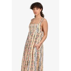 Agua Bendita Hortensia Pleated Floral Cotton Midi Dress, XL